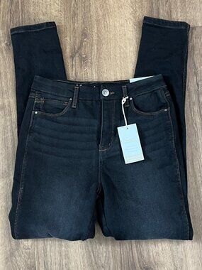 NEW Natural Reflections Fleece Lined Skinny Jeans Black Wash Sz 6